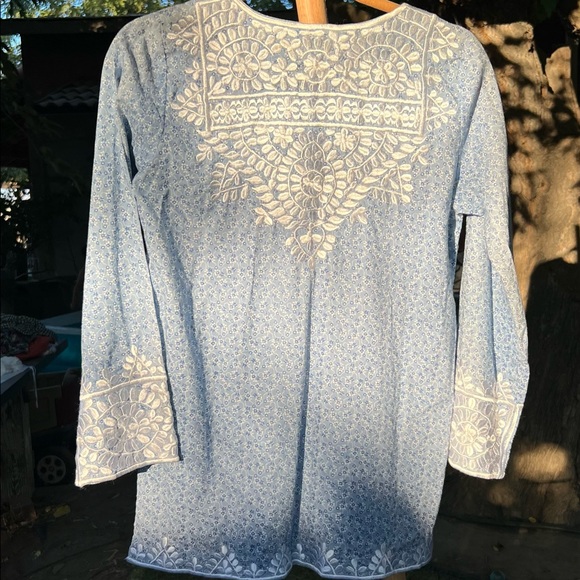 Blue Floral Tunic with white embroidery - Picture 7 of 10